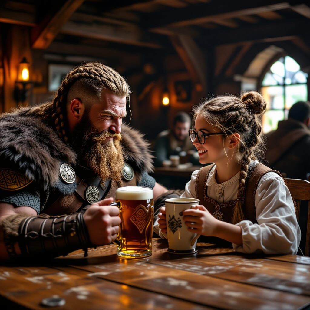 Norse Warrior & Teacher Cheer in Tavern