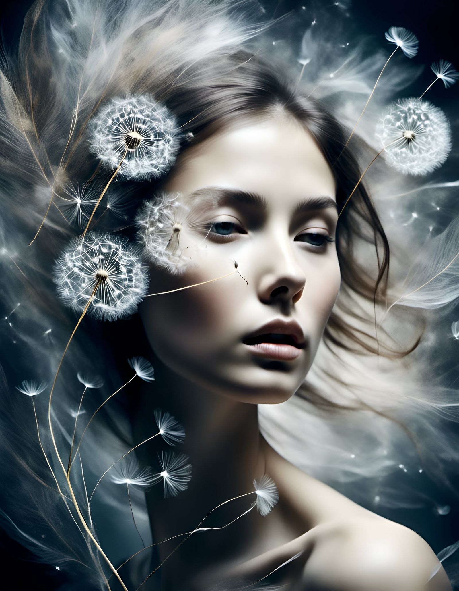 Dandelion Double Exposure: Portrait in Nature, Photogram