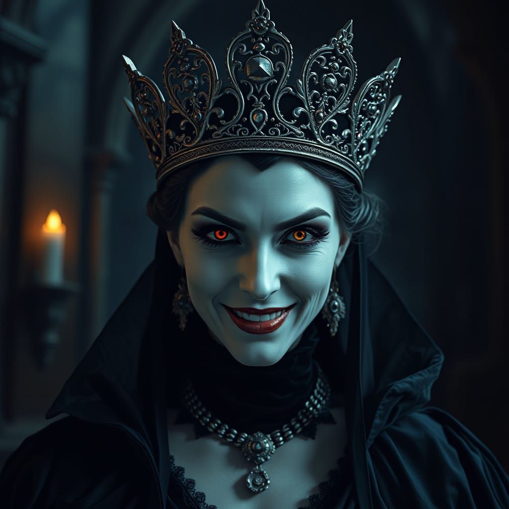 Ethereal Vampire Queen in Haunted Cathedral