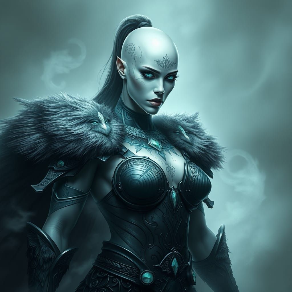 Mystical Goliath Warrior in Ethereal Fantasy Landscape