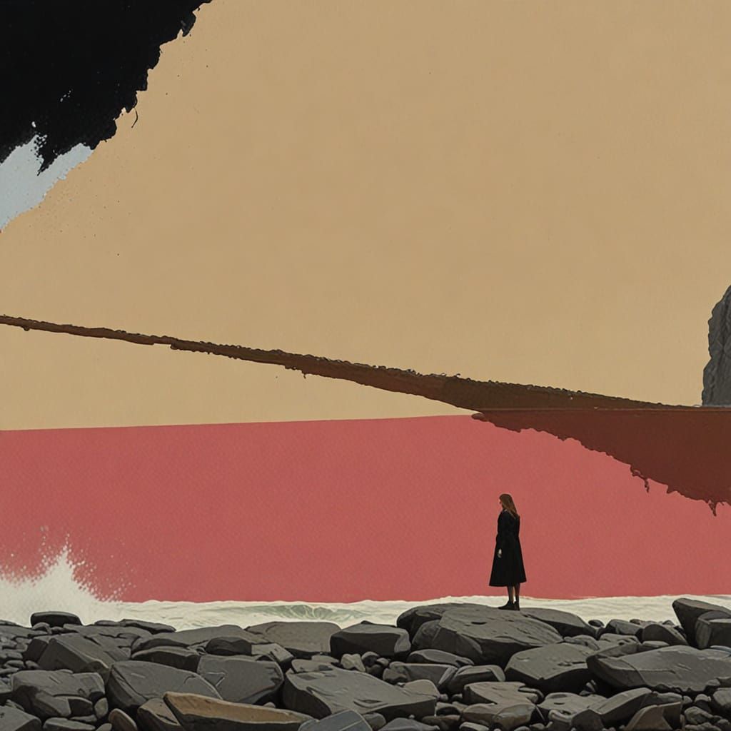 Ethereal Shoreline Portrait in Muted Earthy Tones