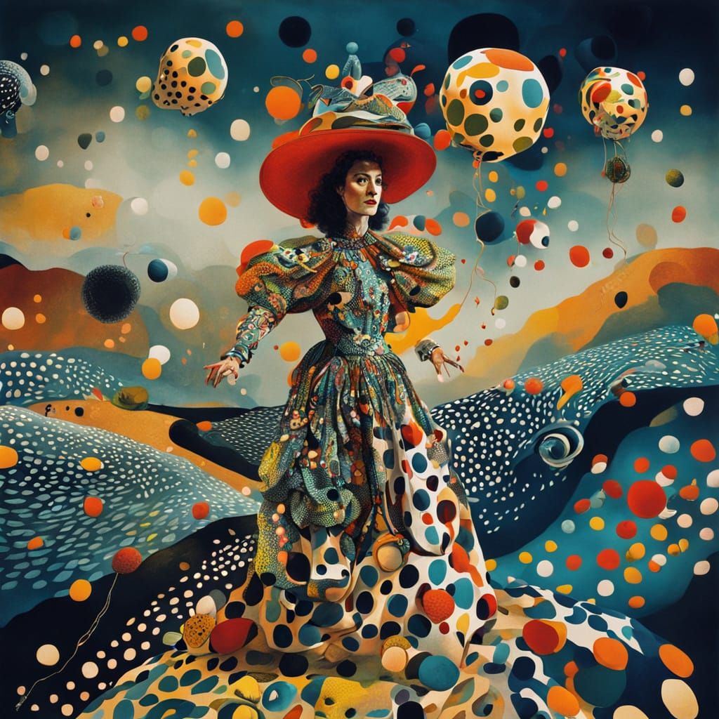 Surreal Woman in Polka Dots, a Dali-esque Vision