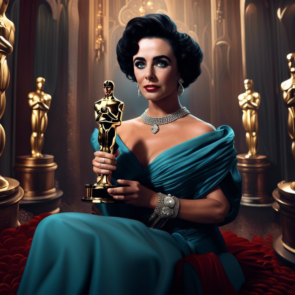 Elizabeth Taylor and her oscar trophy
