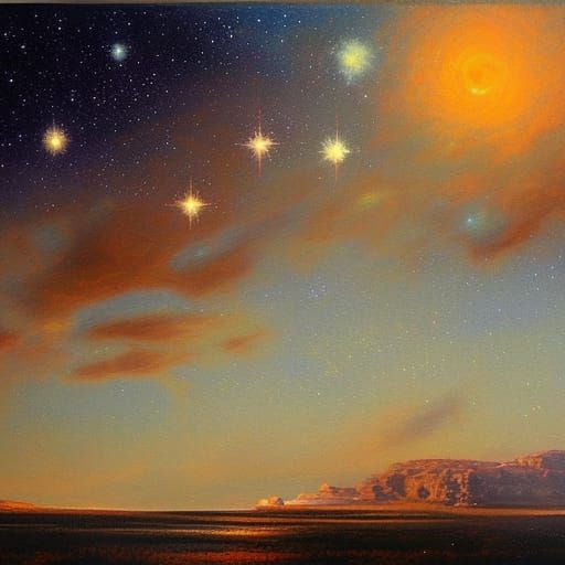 Starlit Sky: An Oil Painting