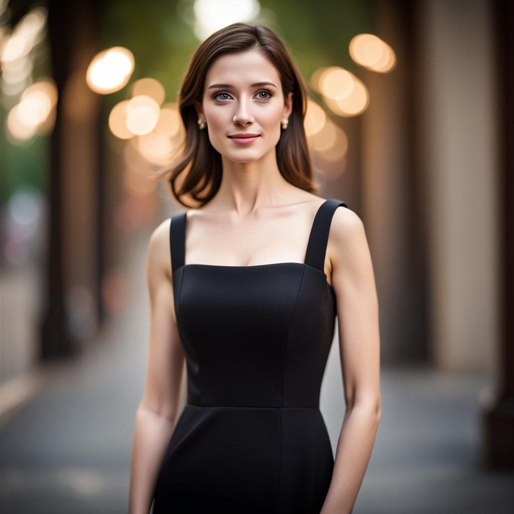 Elegant Woman in Black Gown, Professional Photography