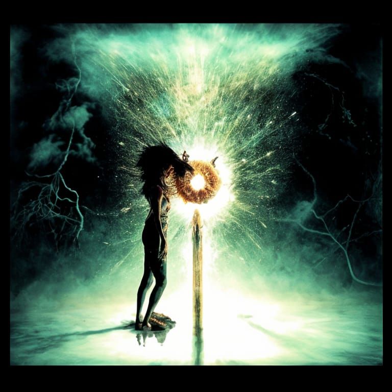 Cosmic Devourer in Worm Cloud Landscape