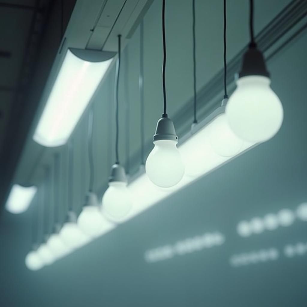 Fluorescent Lamps Refract Light in Minimalist Interior