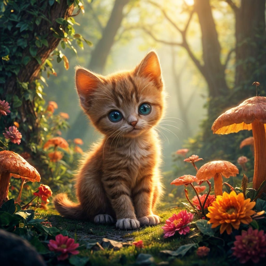 Cute Kitten in Detailed Matte Painting Style