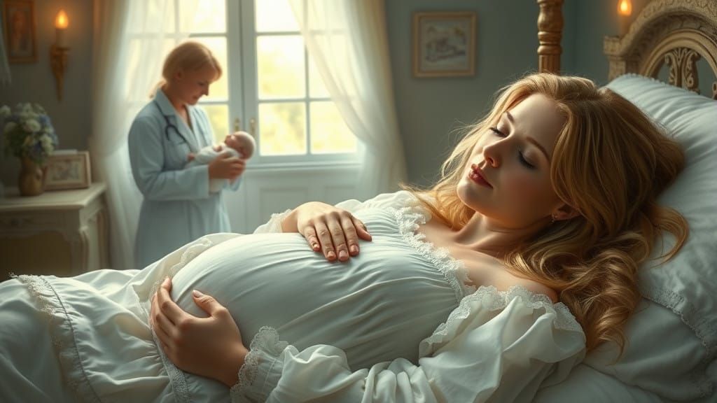 A Serene Birth Scene in Ethereal Fantasy Style