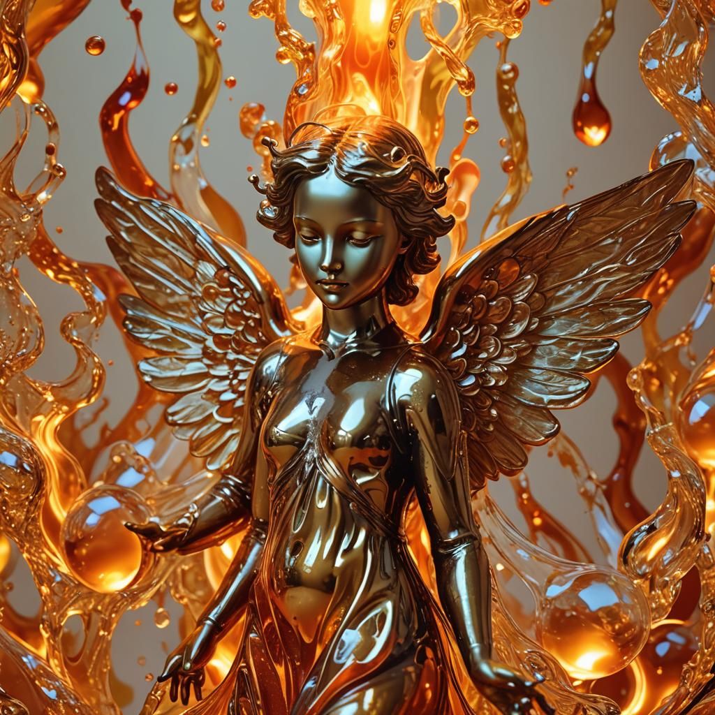 Surreal Lava Lamp Angel in Golden Light
