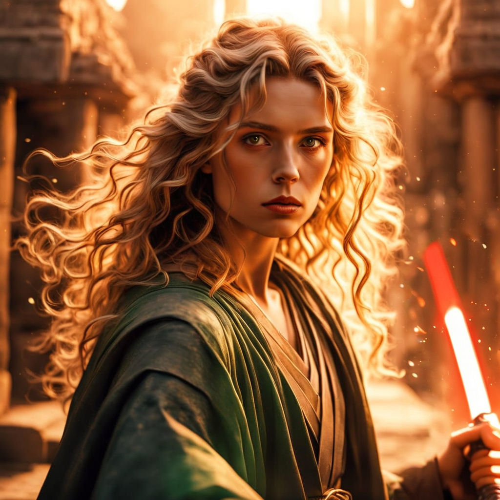 Ethereal Jedi Warrior with Fiery Spirit