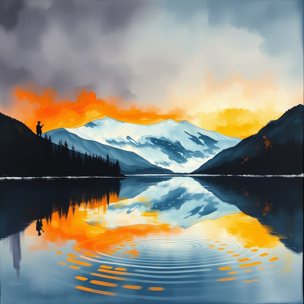 Majestic Autumn Silhouette in Muted Watercolour Pastels