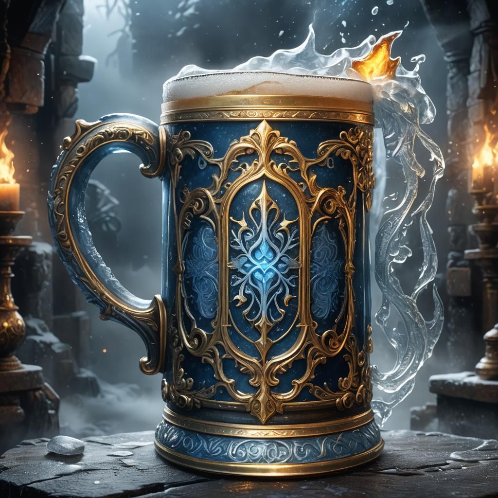 Frosty Mug Tavern Emblem in Art Nouveau Style