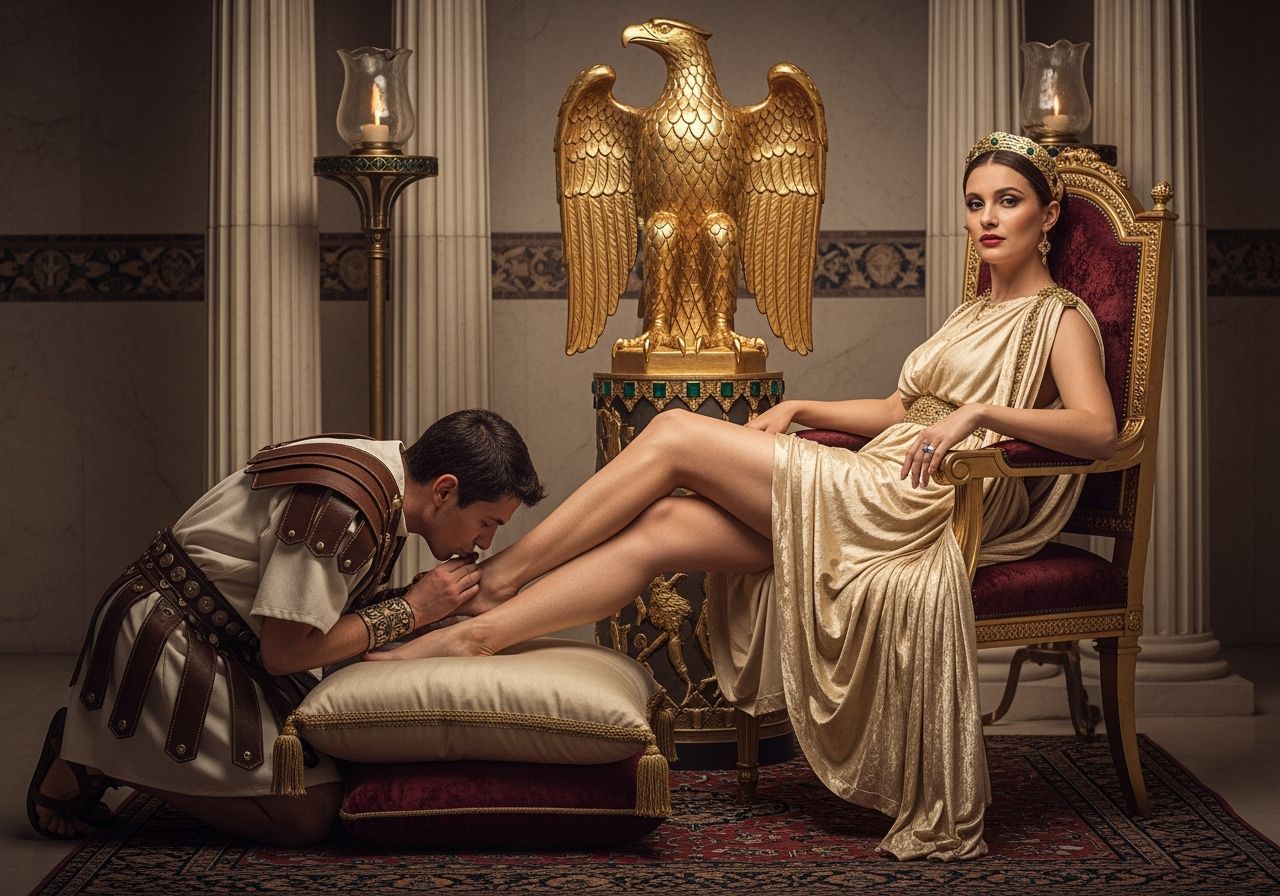 Opulent Roman Empress on Eagle Throne