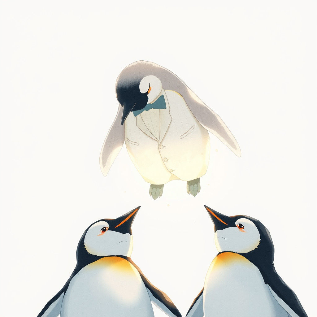 Ethereal Penguin Guardian in Anime Style