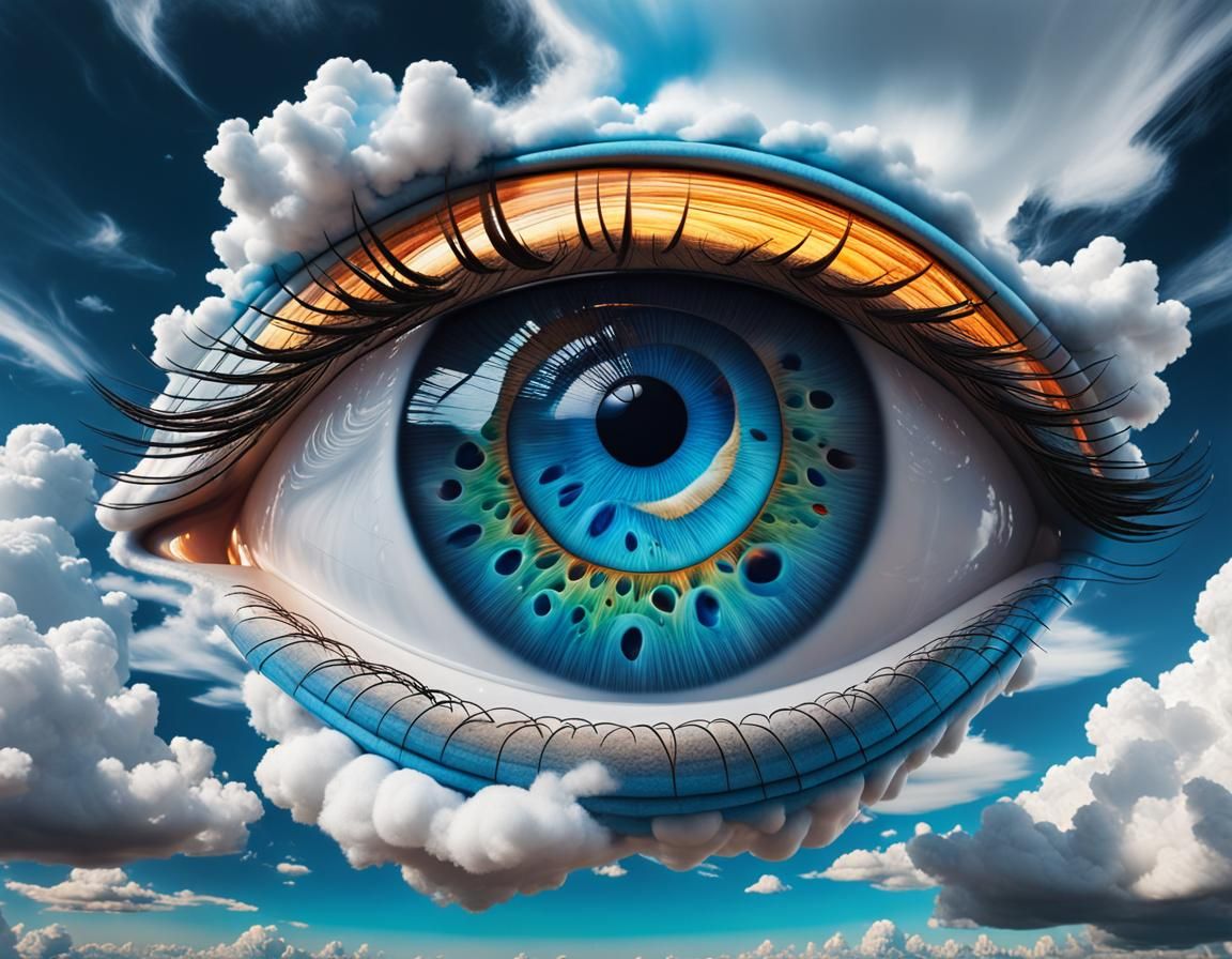 Surreal Eye-Cloud Optical Illusion in Macro