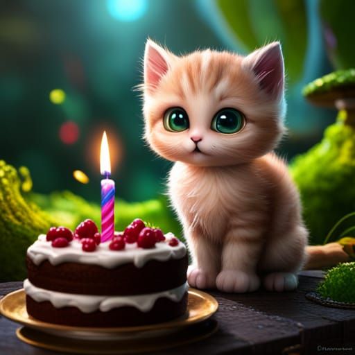 Fluffy Kitten Celebrates Spring Birthday
