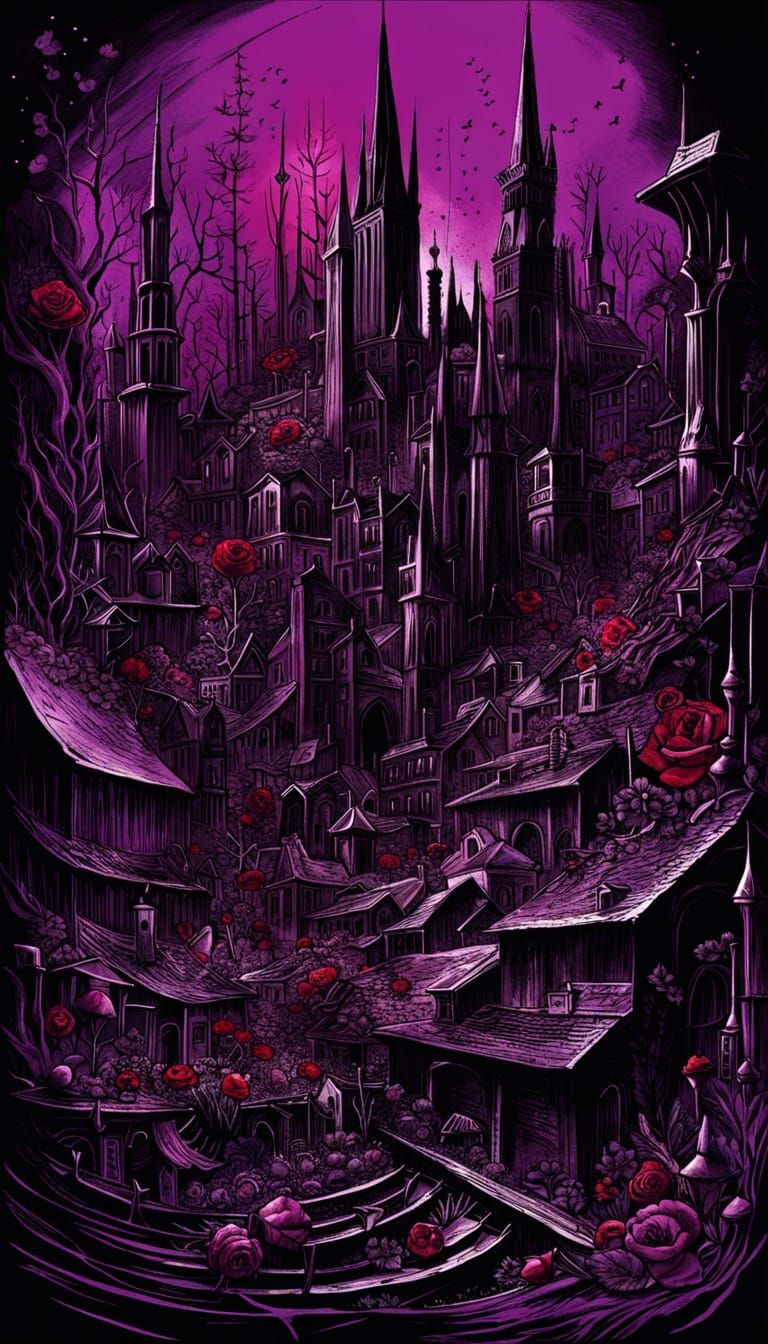 Surreal Crystal Spires in Abstract Expressionism Style