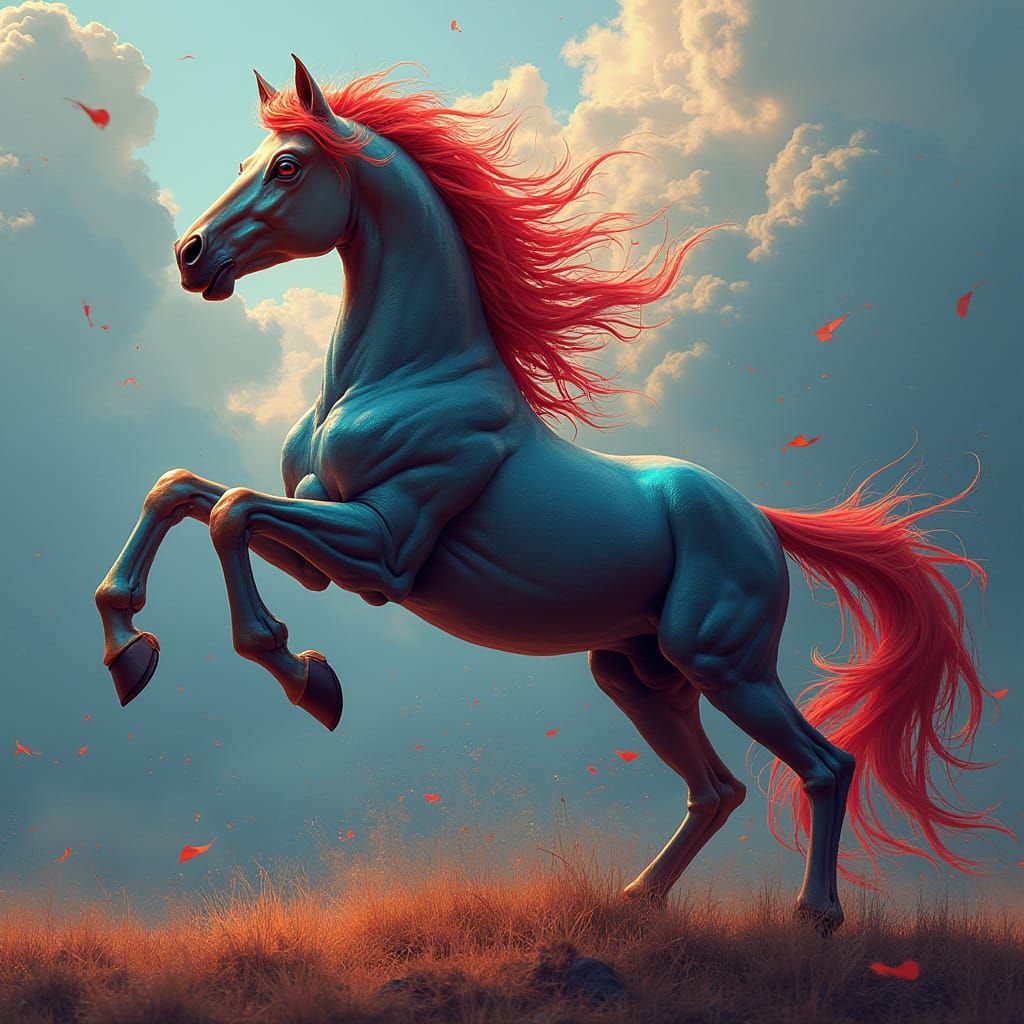 Ethereal Equine Dreamscapes in Vibrant, Fantastical Art