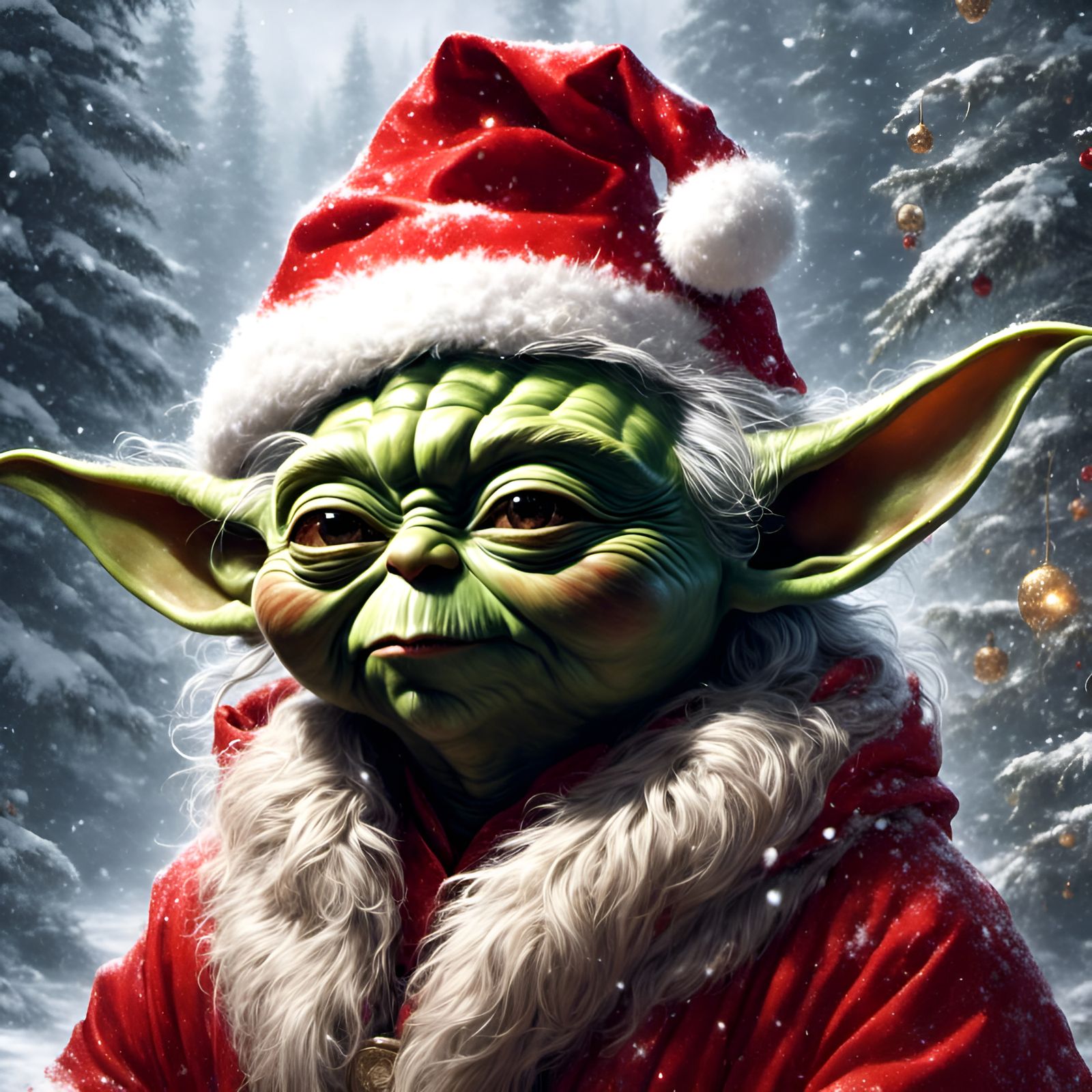 Yoda as Santa Claus in Graffiti Style
