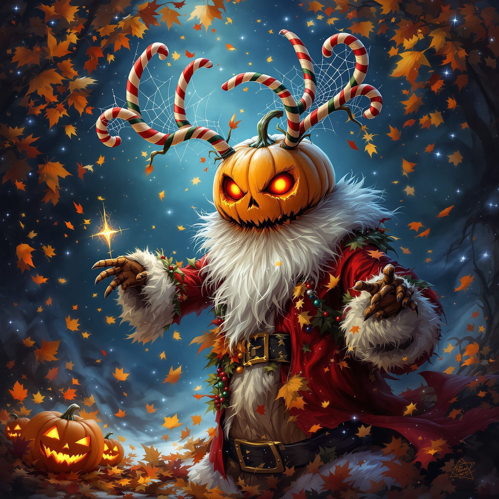 Whimsical Halloween Christmas Hybrid Creature Art