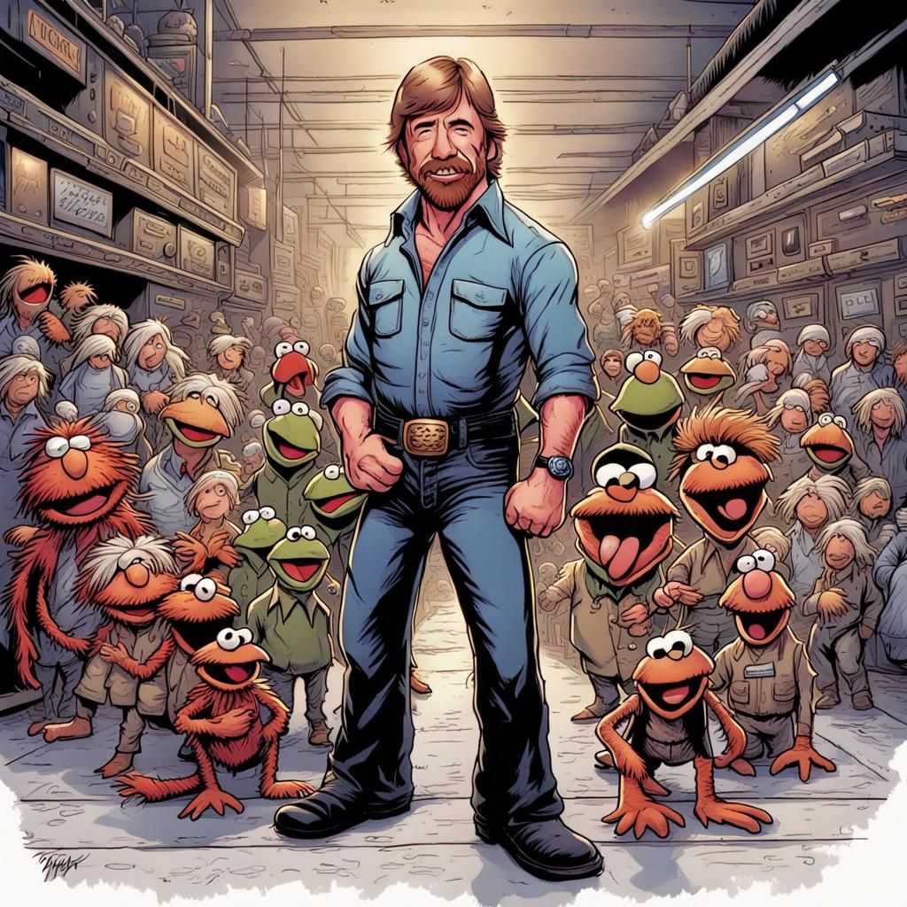 Chuck Norris as a Muppet Comic Book Character