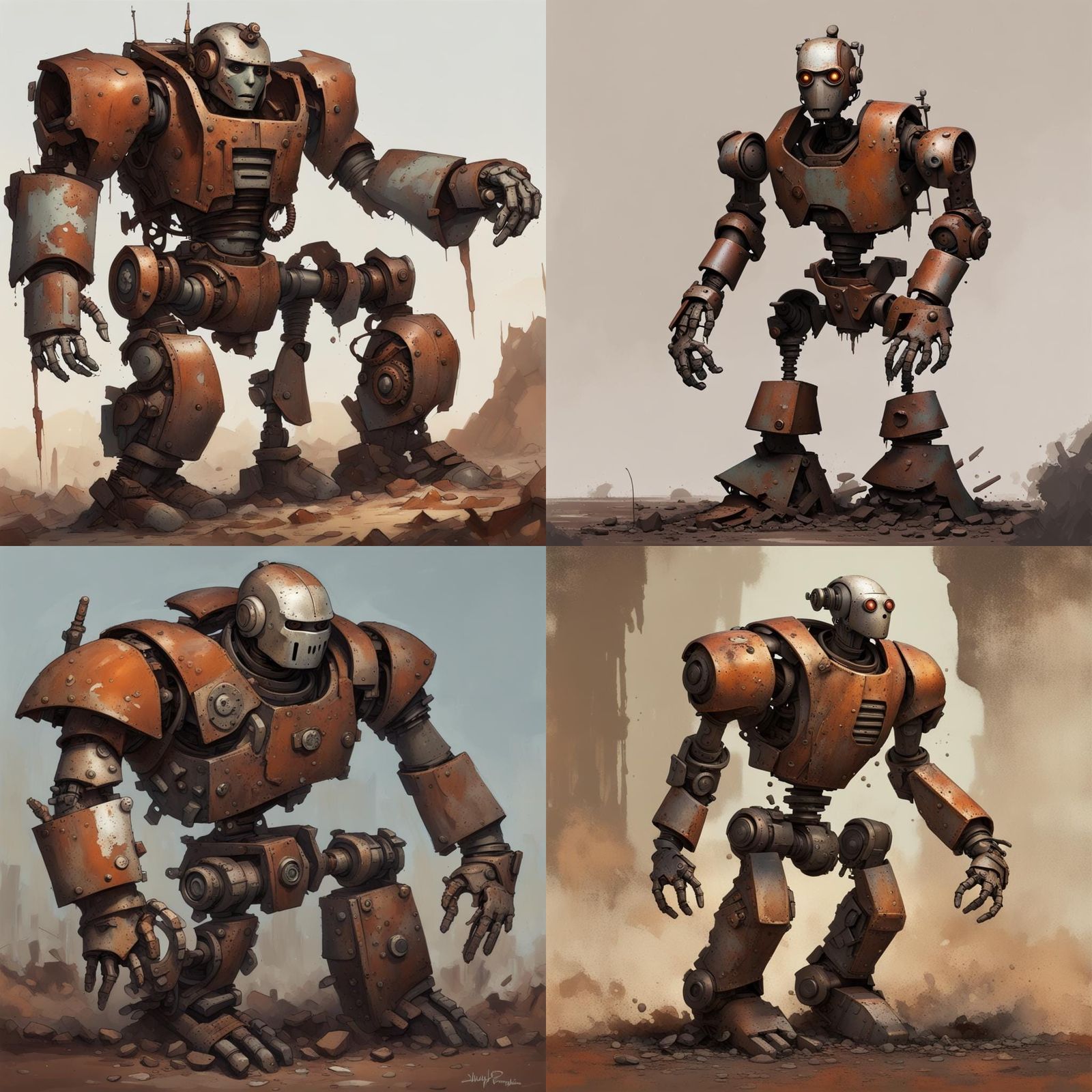 Junkyard Robot in Dynamic Fantasy Pose