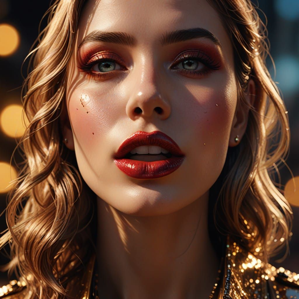 Glossy Lipstick in Golden Hour Light