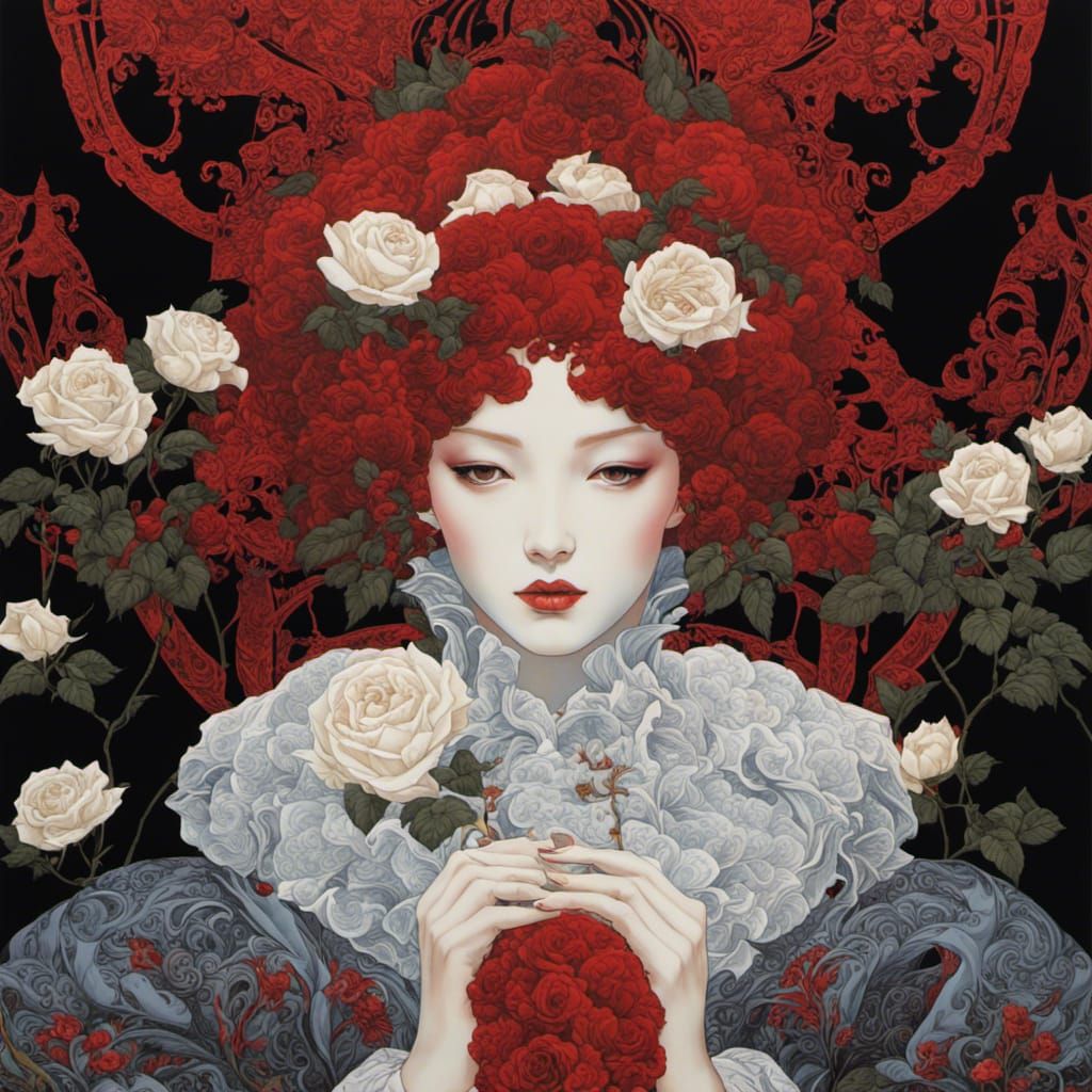 Neo-Gothic White Roses in Rich Colors