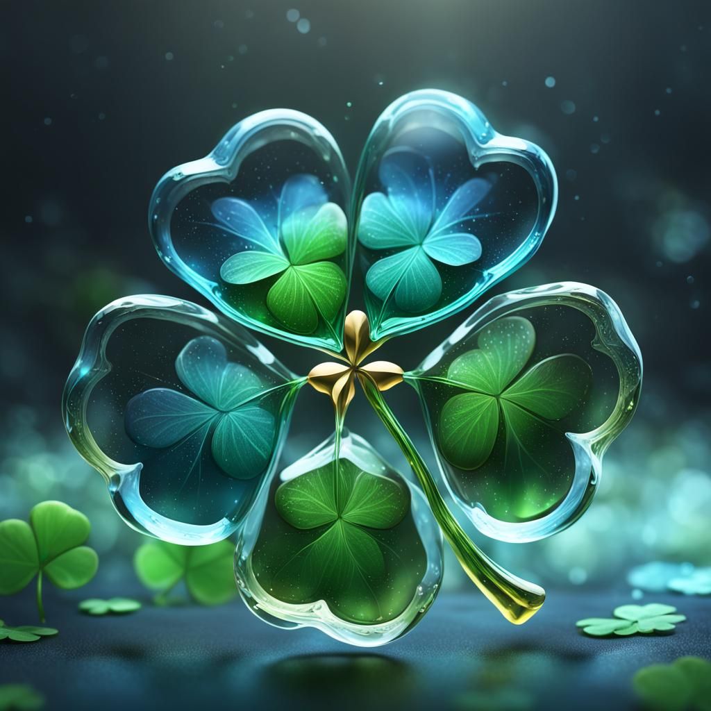 Detailed Glass Four Leaf Clover Concept Art