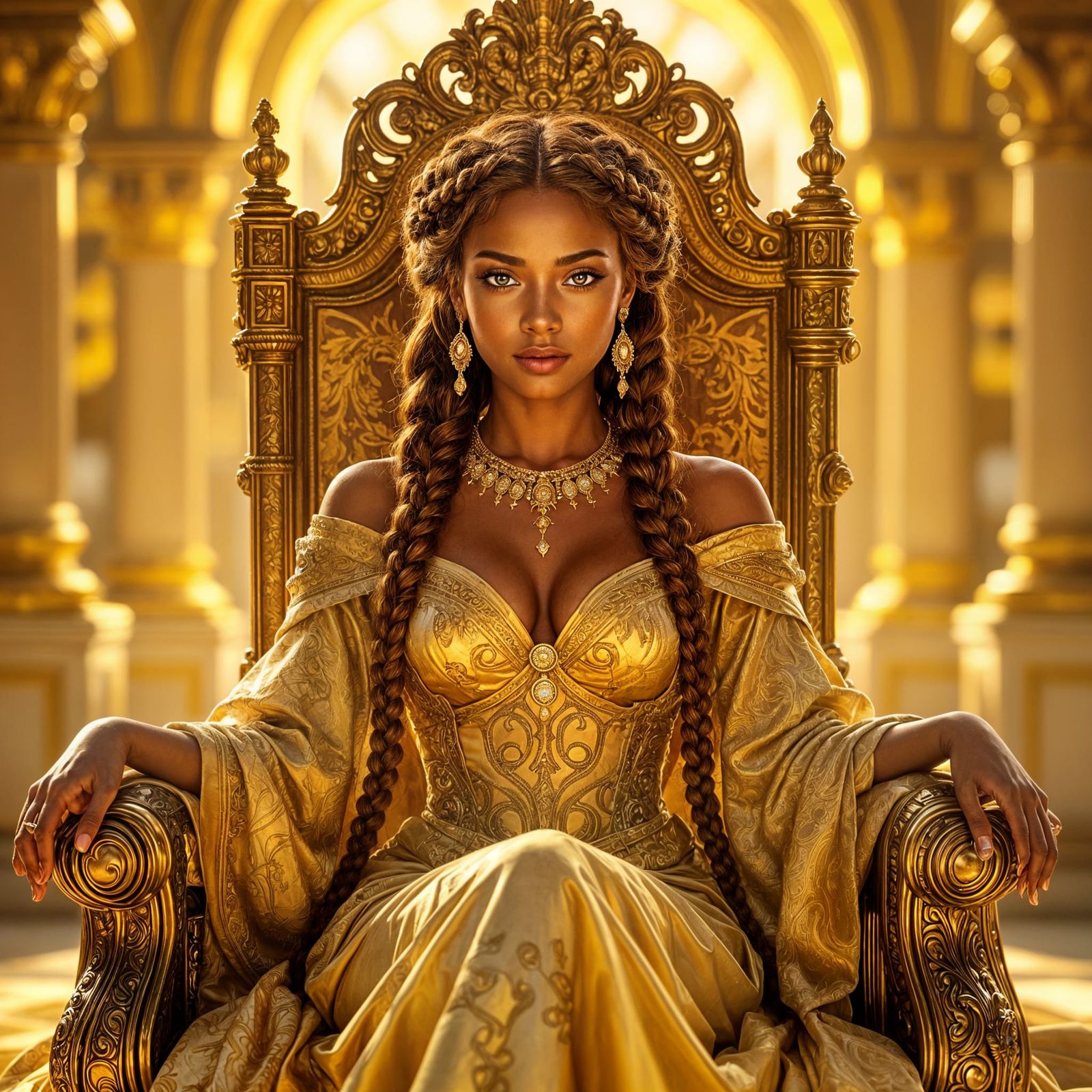 Regal African Queen in Art Nouveau Style