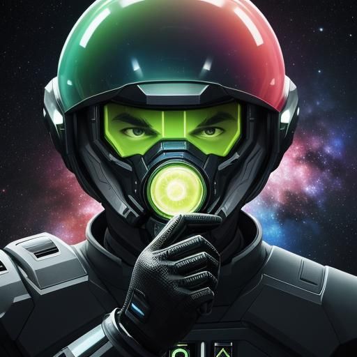 Retro Sci-Fi Vulcan in Space Debris Field