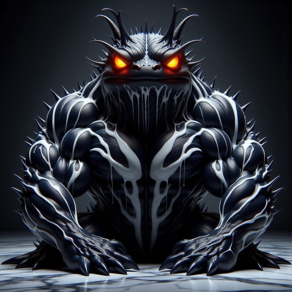 Muscled Symbiotic Banner in Graphic Style