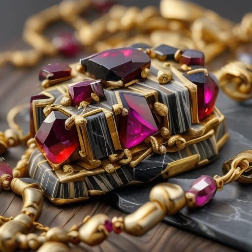 Luxurious Unrefined Gold Nugget with Gemstones