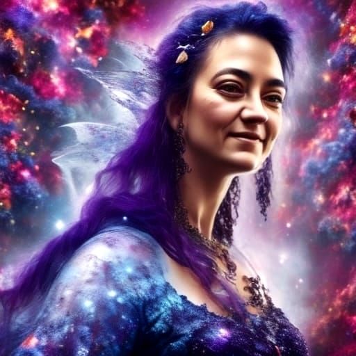 Fairy Lights with Ethereal Figures in Cosmic Dream Style