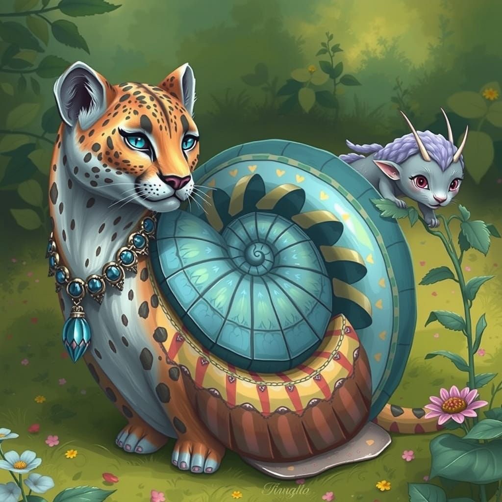 Whimsical Cheetah-Snail Blends Fantasy and Reality in Vibran...