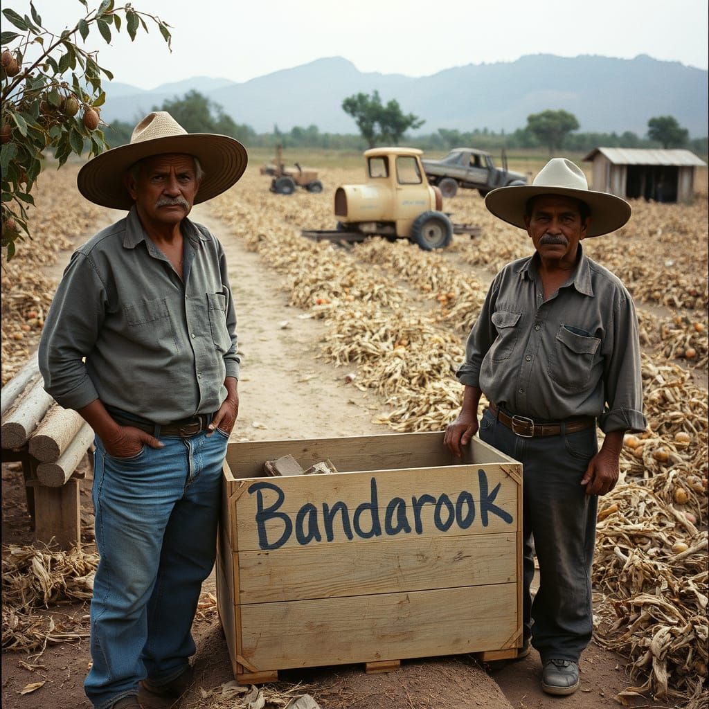 Mexican Farmers Amidst Withered Fruit Fields