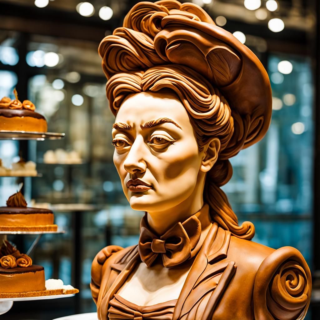 Whimsical Neapolitan Cake Sculpture in Grandiose Bakery