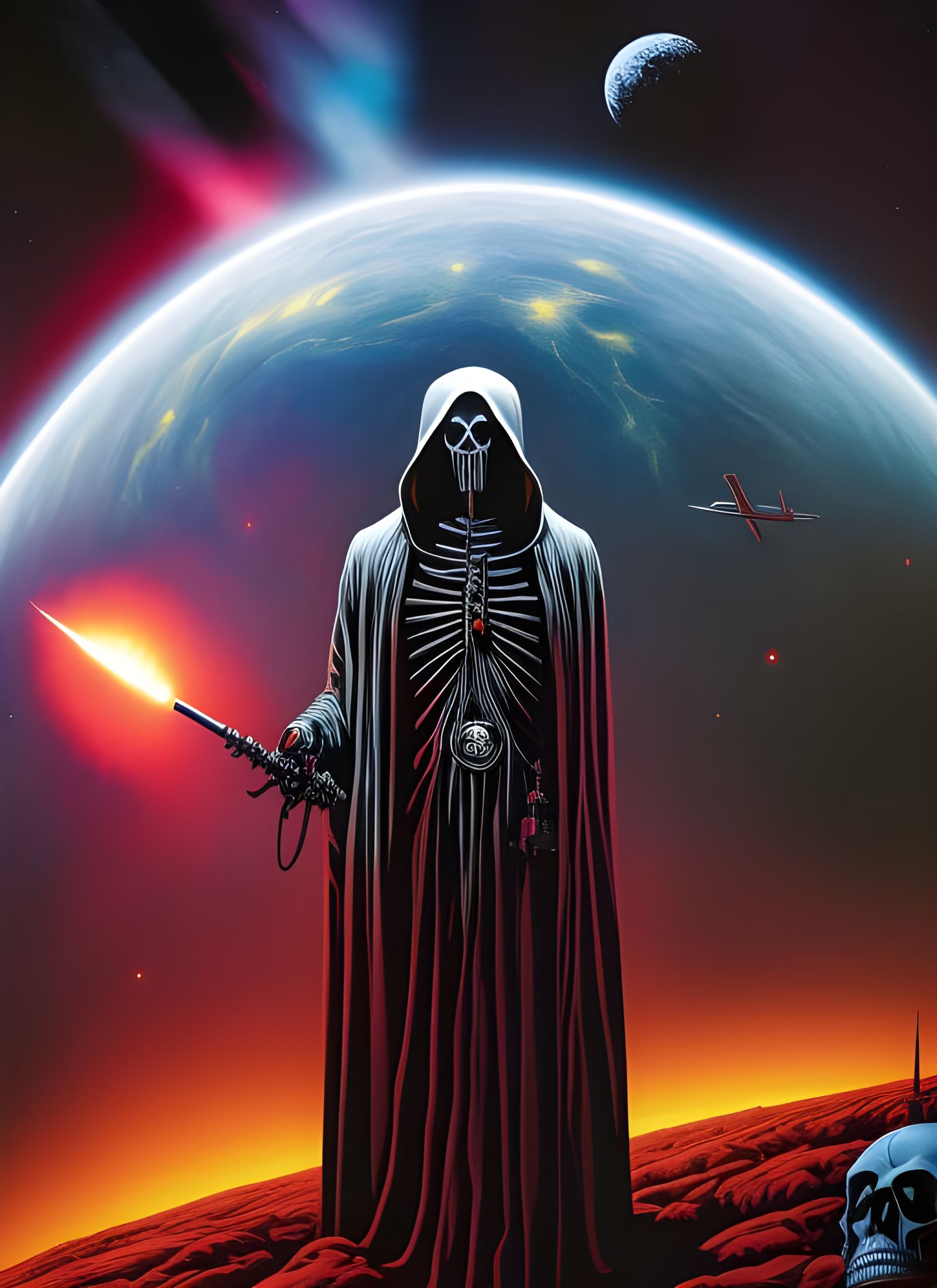 Grim Reaper in Outer Space: Sci-Fi Skull Art