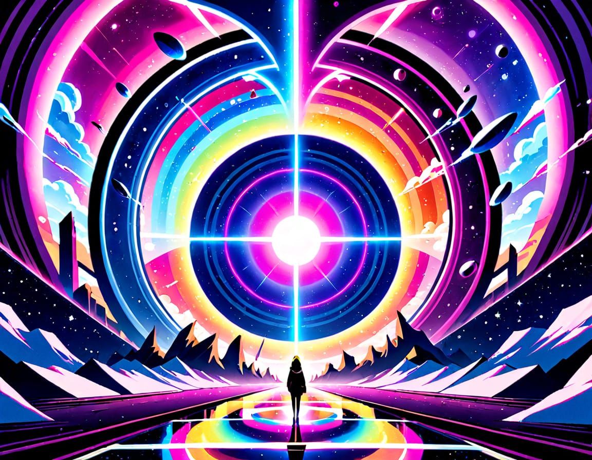 Cosmic Multiverse in Vibrant Digital Art Style
