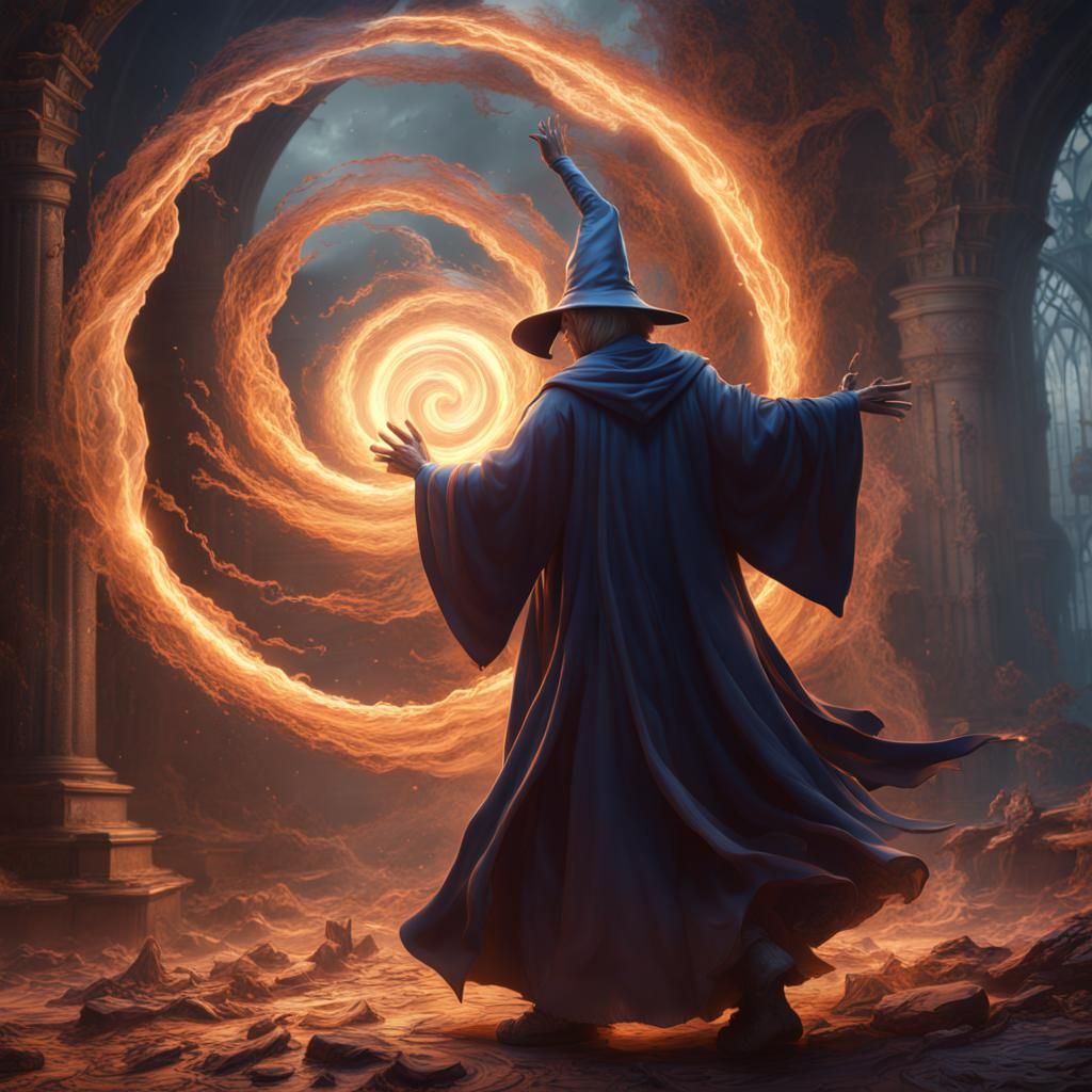 Wizard Creates Swirling Vortex of Power