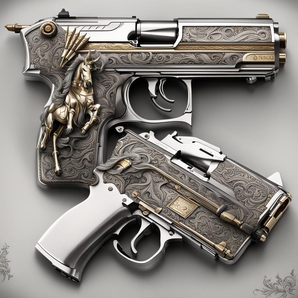 Unicorn Knight in Jungle with Pistols