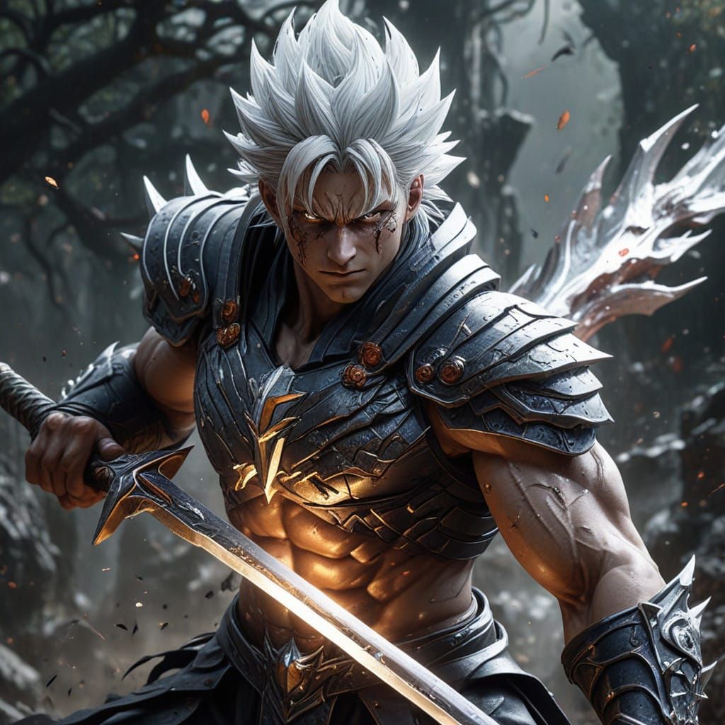 Saiyan Warrior in Ultra Instinct Mode Unleashes Divine Power