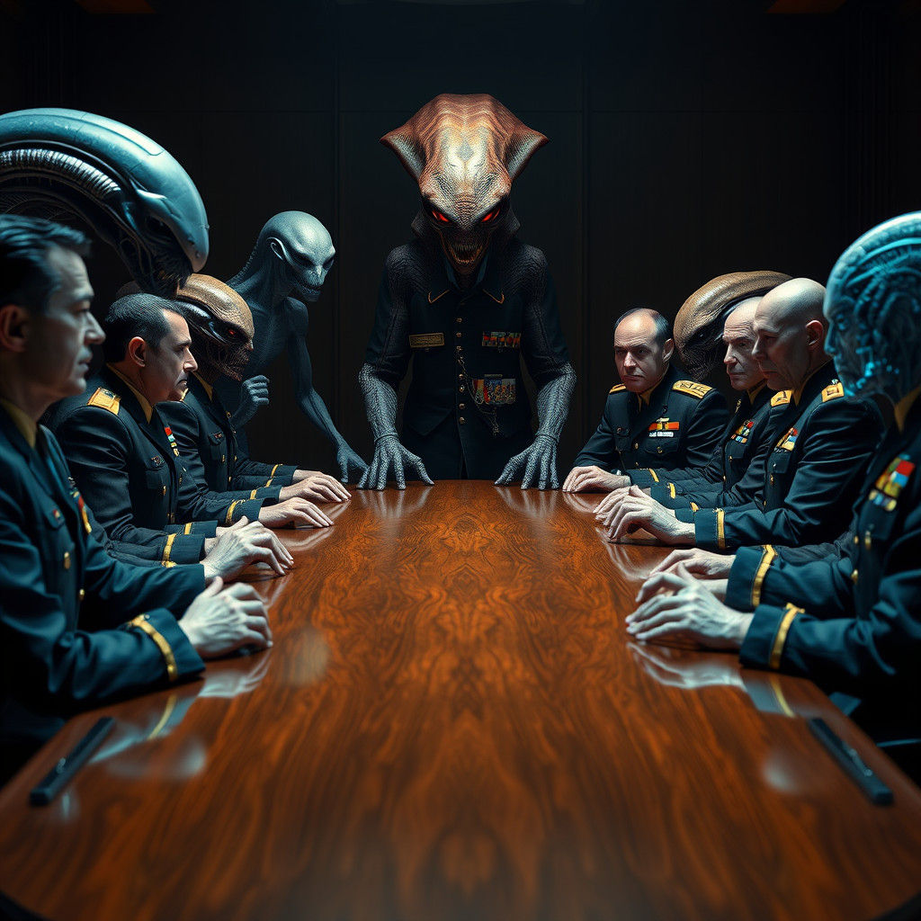 Human Military Conference with Extraterrestrial Delegates