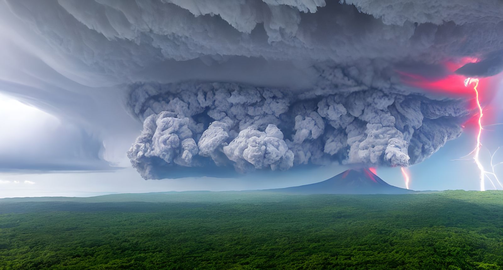 Megavolcanic eruption causing dramatic lightning