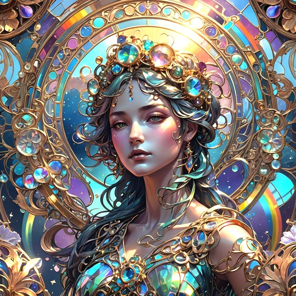 Iridescent Zodiac Sky in Art Nouveau Style