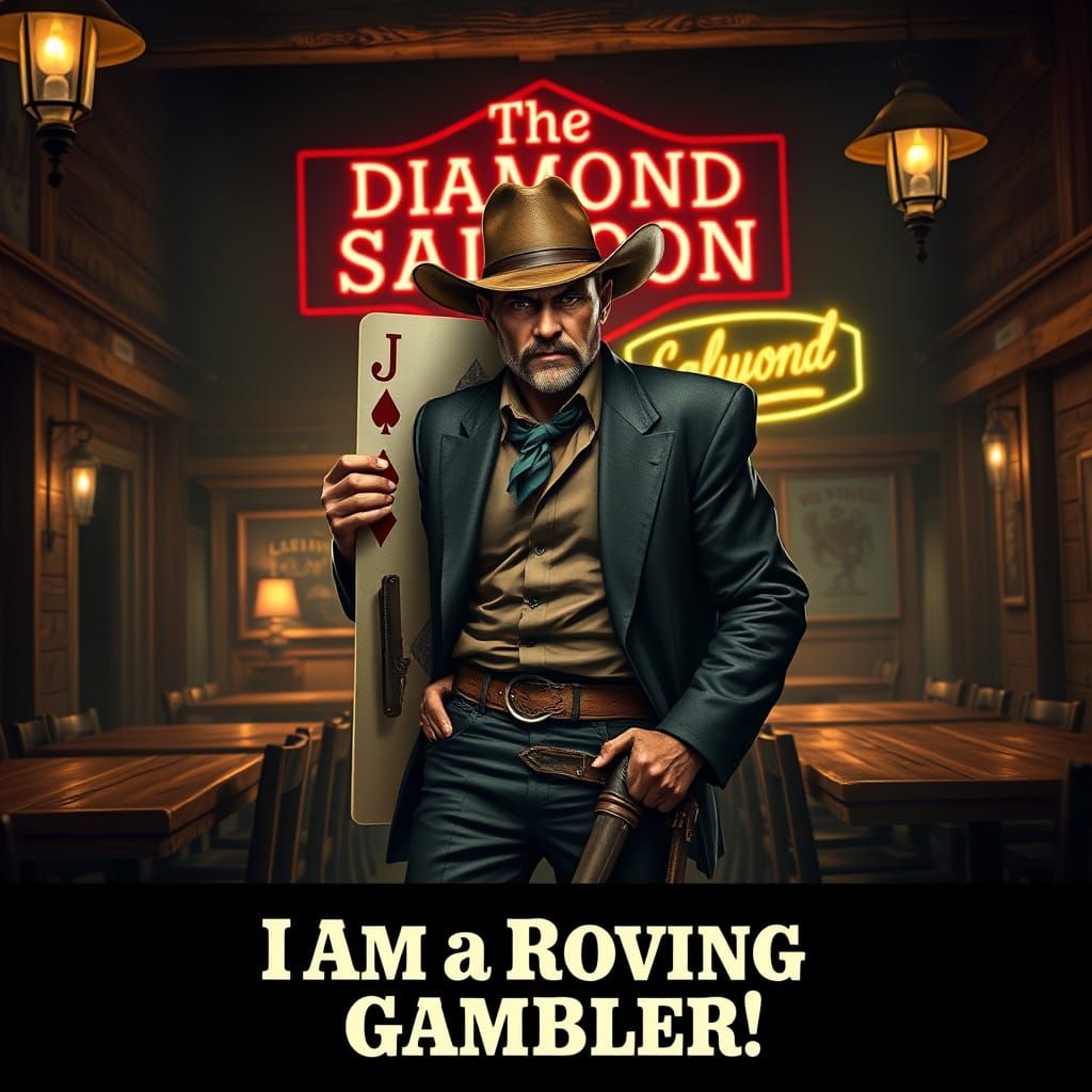 Wild West Jack of Diamonds Gambler in Saloon