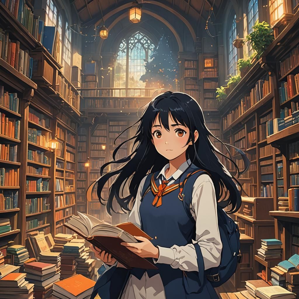 Fantasy Book Cover: Wizard School, Anime Style