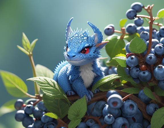 Blueberry Dragons Playing: Whimsical 3D Render