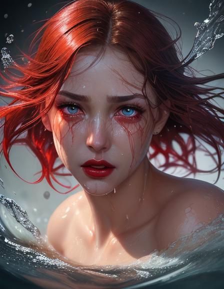 Close-Up of a Face Crying Blood Tears